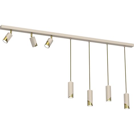 Rampe 150 cm 7 spots GU10 orientables crème/or Luminex
