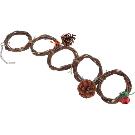 Anneau pour perroquet tricoté à la main, jouet sûr à suspendre, anneau pour oiseaux, balançoire avec crochet pour oiseaux, perroquets (5 anneaux) (1/5)