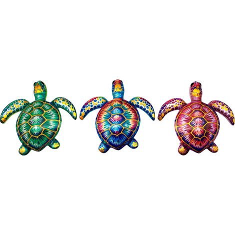 Decorazione da parete a forma di tartaruga tropicale, set da 3 pezzi, decorazione per interni ed esterni, stile giardino, statuetta decorativa in resina