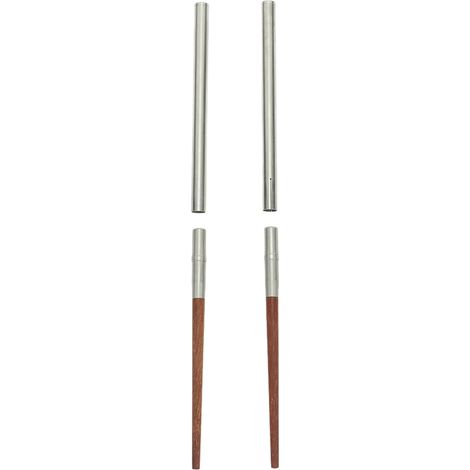 Baguettes pliables en bois, couverts portables et détachables en bois, en acajou et acier inoxydable, parfaits pour le camping, avec un mécanisme de verrouillage. (1/5)