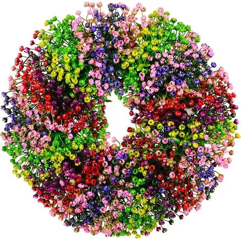 Guirlande De Noël Artificielle - Couronne De Porte Ronde En Plastique Floquée - Décoration Extérieure Intérieure Pour Porte Fenêtre Mur - 40x40x6cm - 1 Pièce