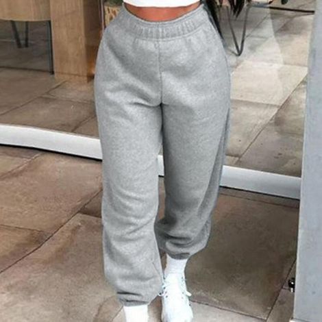 Bequeme, locker sitzende Jogginghose für Damen, ideal für Fitnessstudio und Freizeit – XL – Grau (1/4)