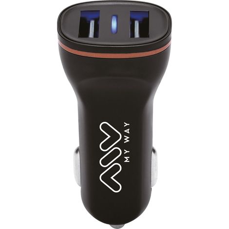 CARGADOR AUTOMOVIL USB 2 SALIDAS 15W CARGA RAPIDA (1/5)