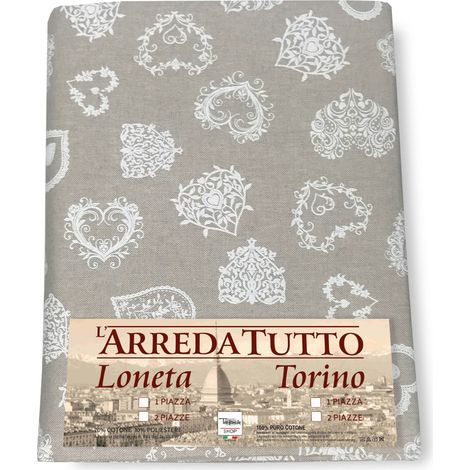 TELO ARREDO copritutto GRAN FOULARD copriletto COPRIDIVANO tessuto DORY CUORE BIANCO 1 PIAZZA (1/2)