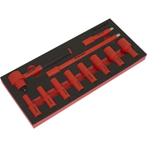 Sealey TBTE01 Premier Insulated Socket Set with Tool Tray 3/8"Sq Drive 11pc - VDE Approved (1/5)
