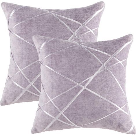 Housses de Coussin en Velours Housses d'oreiller Carrées Décoratives pour Canapé Chambre Salon 65x65 CM Lot de 2 Violet (1/5)