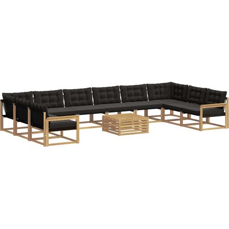 Outdoor Sofa Set with Cushion 11 pcs White and Black vidaXL (1/5)