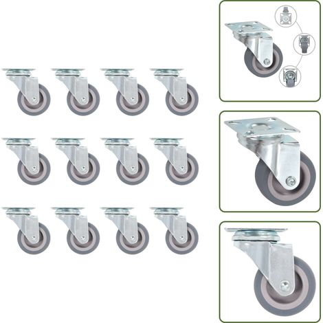Lenkrollen 12 Stk. 50 mm - Lenkrollen - Rollensatz - Schubladenführung - Tischgestell - Industrielle Rollen (1/5)