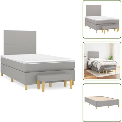 Boxspringbett mit Matratze Hellgrau 120x190 cm Stoff - Boxspringbett - Doppelbett - Bettenrahmen - Schlafsofa - Liegefläche 120x190 Cm