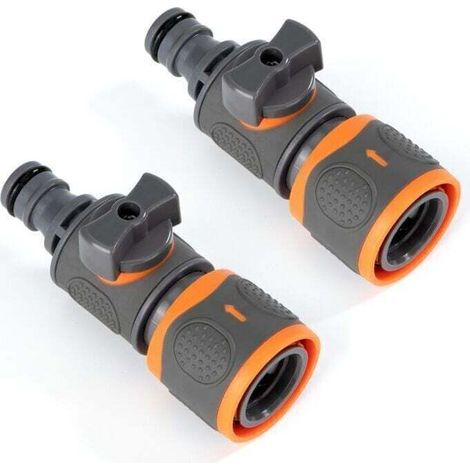 Vanne de Régulation, 2 Pièces Connecteur de Raccord Tuyau D'arrosage, Soupape D'arrêt Raccords Rapide Adaptateur Robinet Valve Switch Arrosage de Jardin Pelouses (1/4)