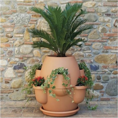 Klassischer Cappuccino Übertopf OASI Durchmesser 80x h80 cm