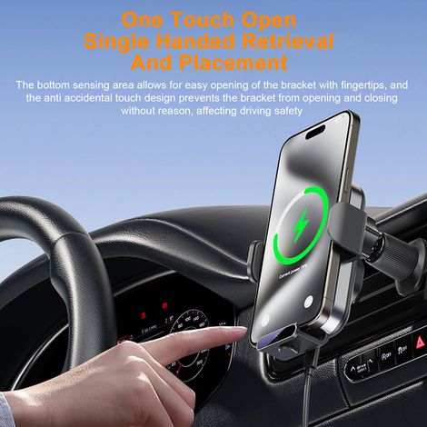 GARRYFIZH Support de téléphone pour voiture, chargeur sans fil à charge rapide, fixation rapide sur grille d'aération, antidérapant et résistant aux chocs (1/5)