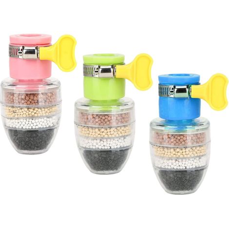 Lot de 3 mini filtres à eau pour robinet, 6 couches de charbon actif, cartouche filtrante pour purificateur d'eau de cuisine. (1/5)