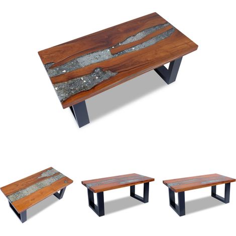 The Living Store Couchtisch Teak Harz 100x50 cm - Couchtische (1/5)