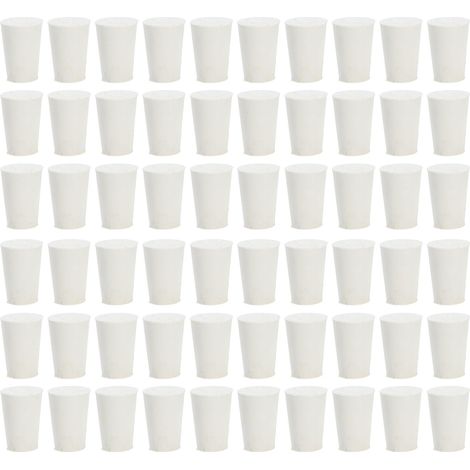 Bouchons en Caoutchouc de Tube 100 Pièces, Souples, Blancs Étanchéité Flexible, Résistance Haute Température, pour Flacons et Tubes, Forme Conique Plate (1/5)