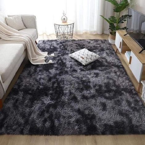 Teppich Shaggy Langflor Rutschfest Wohnzimmer Schwarz Grau 135185cm (1/5)