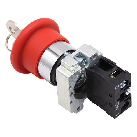 XB2-BS142 Red Mushroom-Shaped Keypad Button with Two Positions and Key Emergency Stop Metal Button Switch (1/3)