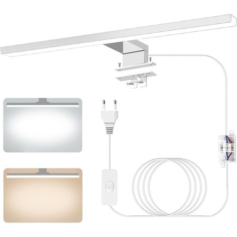 Luz Espejo Baño LED, 4000K 6000K de Dos Tonos de Temperatura, 30cm 6W IP44 a Prueba de Agua Luces Tocador de Aluminio con Interruptor de Cableado, Maquillaje Aplique Baño Iluminación (1/4)