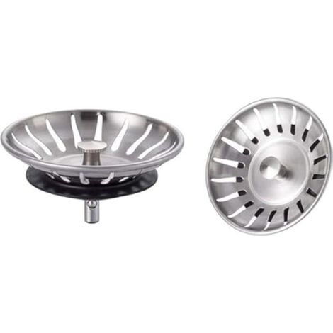 pezzi Tappo per lavello da cucina in acciaio inossidabile - Filtro universale per lavello (diametro: 78 mm), Tappo per lavello con 18 fessure, Griglia anti-intasamento, Cestello per lavello a scarico 
