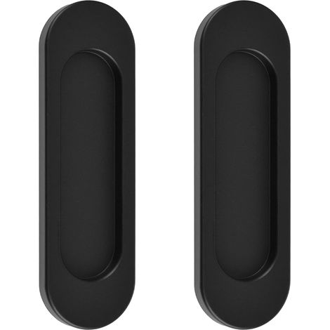 Poignées de porte coulissante ovales autocollantes, 2 pièces, en alliage d'aluminium, sans perforation(noir mat, 100 mm) (1/5)