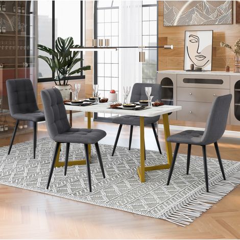 Esstisch Set mit 4 Stühlen rechteckig MDF Grau OKMYHOME (1/5)