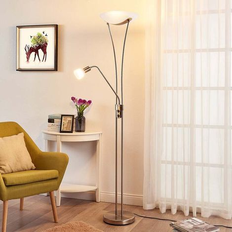 [NEUWERTIG] B-Ware Lindby Stehlampe Felicia LED Leselampe Lampe nickel 180cm E27 35cm Höhe (1/2)
