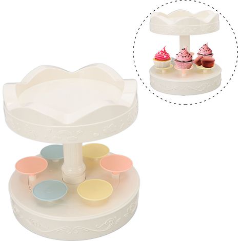 Présentoir à desserts rotatif automatique à double étage pour cupcakes (1/5)
