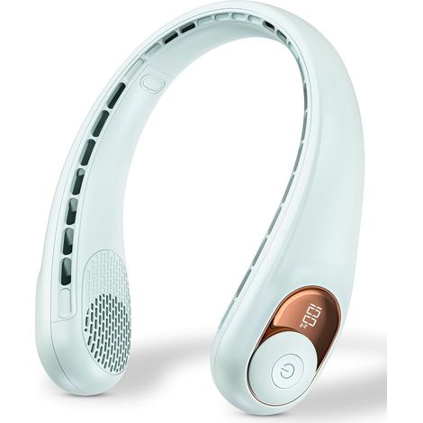 Ventilateur Col - 4000 mAh - Affichage LED - USB-C Rechargeable - 3 Vitesses - Silencieux - Pour Maison Voyage Sport - 1 Pièce (1/5)