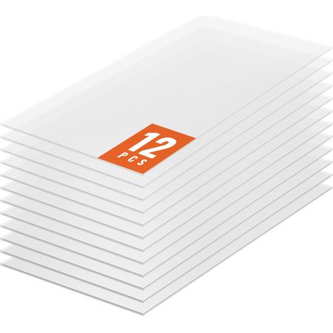 Plaque en Polycarbonate, 1210x605x6 mm, Panneaux de Toit en Feuilles, Lot de 12, Toiture Plastique Ondulé Imperméable, Protection contre UV, Transparent, Résistant aux Chocs, pour Serre, Jardin (1/5)