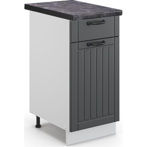 Küchenunterschrank Fame-Line, Anthrazit Landhaus, 40 cm , AP Anthrazit, Vicco