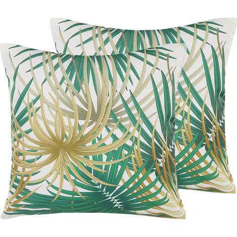 Set of 2 Outdoor Cushions GAIANA Plant Pattern 45 x 45 cm Green (1/5)