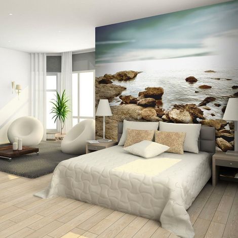 Papier peint plage rocheuse - 400 x 309 cm