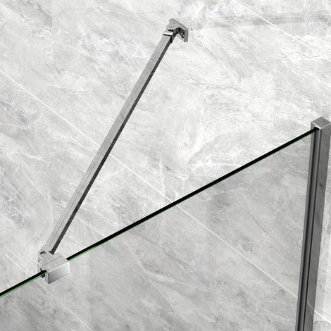 Shower Screen Support Bar 500mm, Wall-to-Glass Stabilizer for Wet Room/Bath Panel, Durable Aluminum Alloy Rod, Fits 6-8mm Glass Door Securely & Stably (1/5)