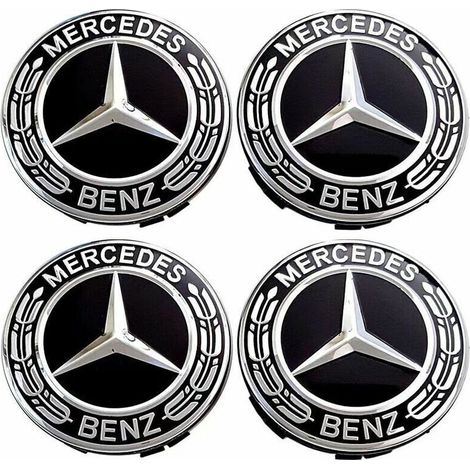 4-teiliger Radkappensatz, kompatibel mit Mercedes-Benz 75-mm-ABS-Radnabenabdeckungen, Autozubehör (1/5)