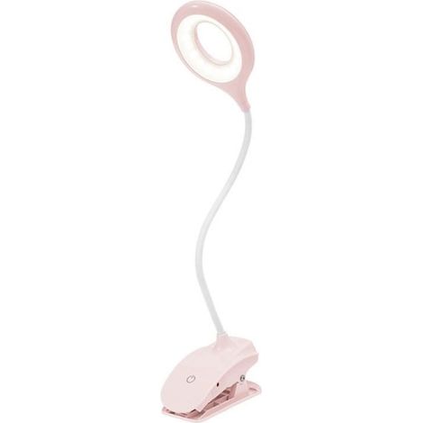 Lampe de bureau LED rose, lampe à pince douce pour les yeux, éclairage de lecture, pince lumineuse portable, idéale pour étude et travail (1/5)