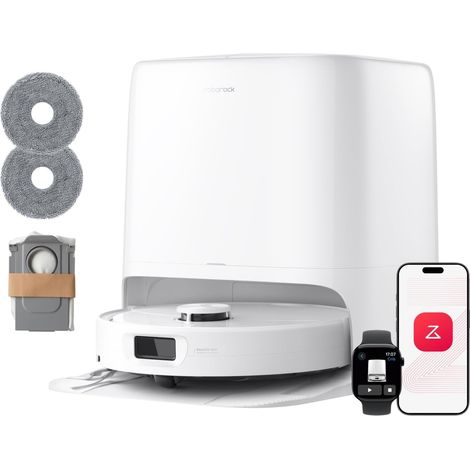 Aspirateur Robot Laveur avec Station, 25 000 Pa Serpillière FlexiArm, 45 °C Séchage à l’air Chaud, 75 °C Autonettoyant à Haute Température, Double Anti-enchevêtrements (1/5)