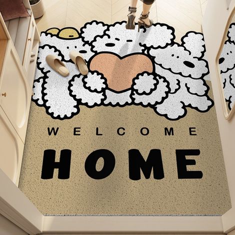 Mignon et charmant - Boucle en soie verticale 4060cm Tapis de sol bouclé résistant et durable à l'usure, à motifs d'animaux de dessin animé, découpable, grattant la boue et enlevant la saleté, tapis (1/5)
