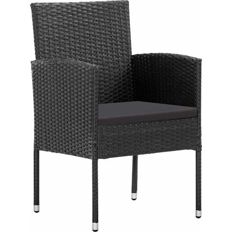 Maison Exclusive - Sedie da Giardino con Cuscini Neri 2 pz Nere in Polyrattan