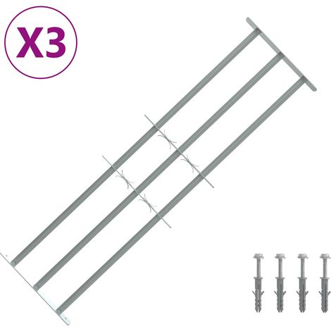 vidaXL Security Grille for Windows with 3 Crossbars 3 pcs 930-1740 mm