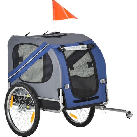 PawHut Dog Bike Trailer Pet Cart Carrier for Bicycle Travel Steel Frame Blue