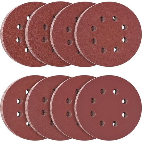 Disques Abrasifs Auto-agrippants 125mm, 60 pièces Disque de Ponçage, Disques Abrasifs, 40/60/80/120/240/320 Grains 6 trous Idéal pour Poncer/Polir/Dérouiller (1/4)