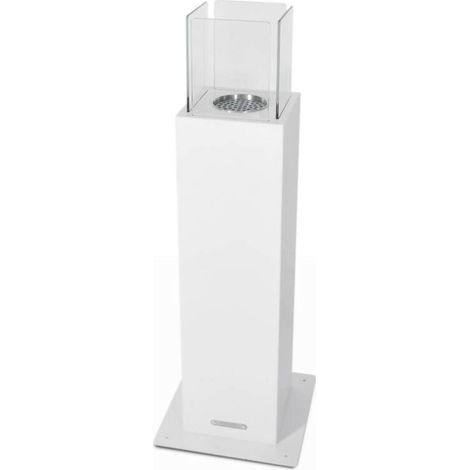 Dmora - Chimenea de bioetanol Dsimoncell, Chimenea ecológica, Hogar sin humo, Calefactor de etanol, Made in Italy, 20x20 h70 cm, Blanco