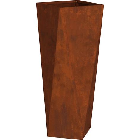 Jardinière rectangulaire moderne pour extérieur 30 x 30 x 75 cm design élégant résistance intempéries en acier rouillé (1/5)
