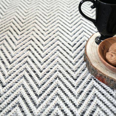 Moquette Tissé plat - Java Chevron - Blanc - Rouleau de 4m x 2m (1/5)