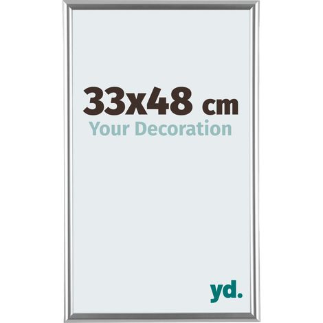yd. - Cadre photo 33x48 - Argent - Plastique - Bordeaux