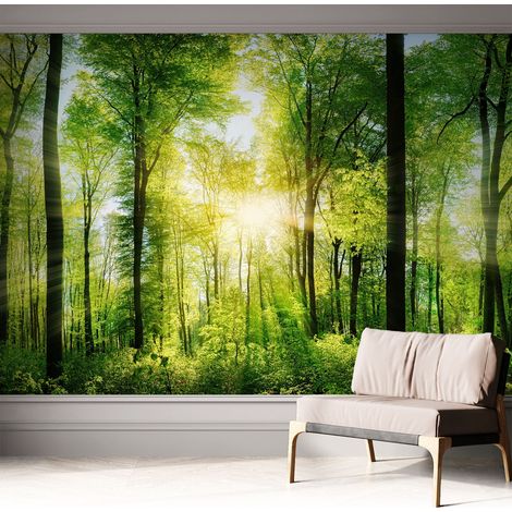 Fototapete Selbstklebend - Wandtattoo - leicht anzubringen - Wandverkleidung Waldharmonie 312x219 cm (1/5)
