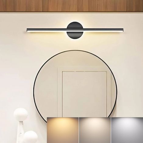 Luminaire Mural Moderne 40cm - Lampe Miroir LED 10W, 3 températures de couleur - Luminaire Vanité Salle de Bain - Miroir Coiffeuse Lumineux-Noir (1/5)