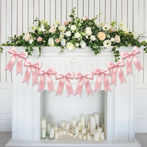 Guirlande De Nœuds - Ruban Satin Rose 203 cm - Décoration Fêtes Occasions Spéciales - 1 Pièce (1/5)