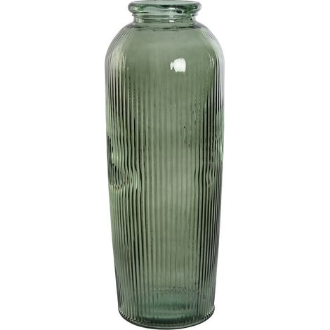 Jarron Cristal Reciclado 30X30X72 Rayado Verde