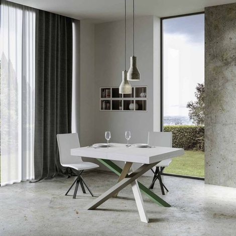 Tavolo allungabile 130/234x90 cm Volantis bianco frassino gambe multicolore 4/A